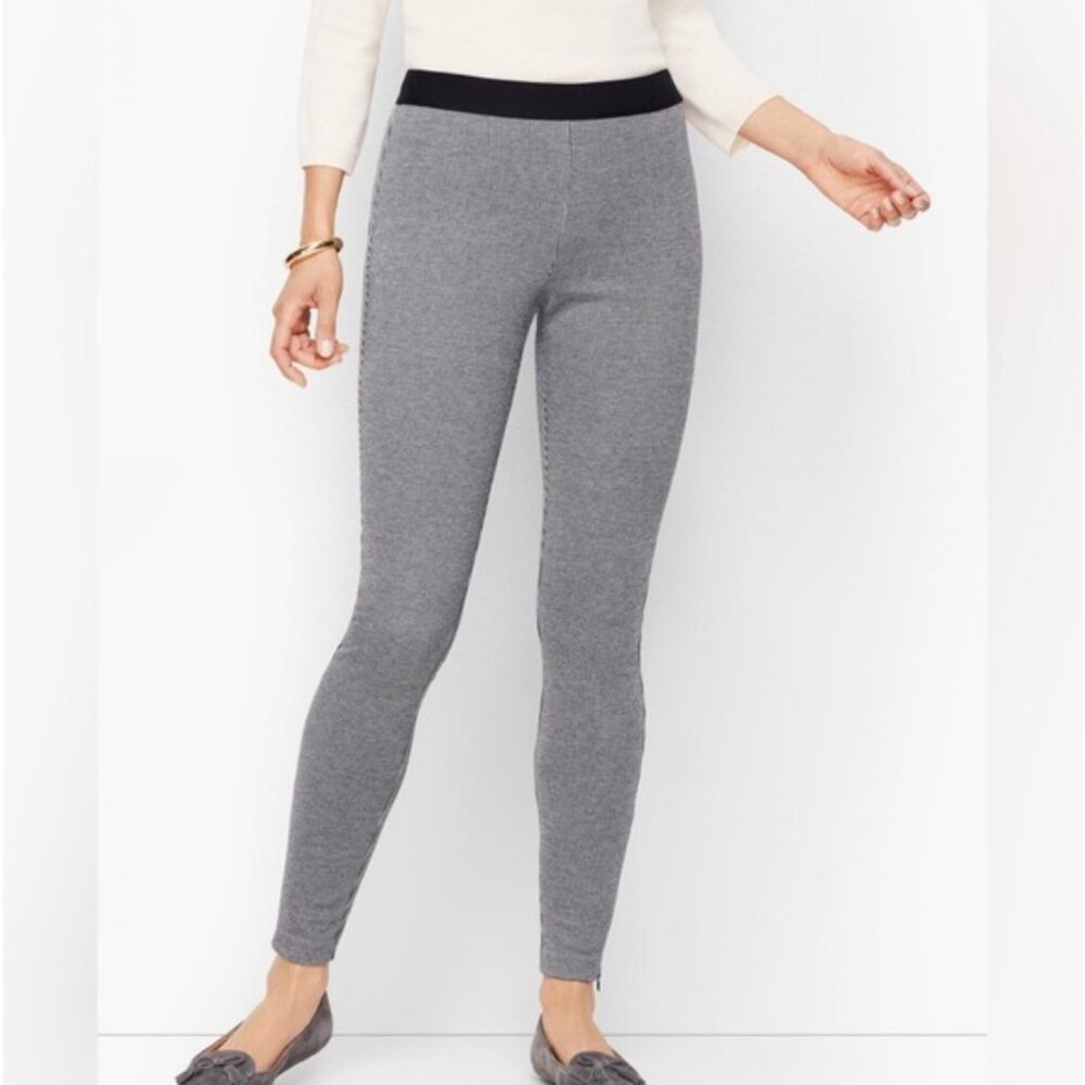 3/$25 Talbots Glen Plaid Pull‎ On Soho Skinny Leggings Pants 10 High Rise Black